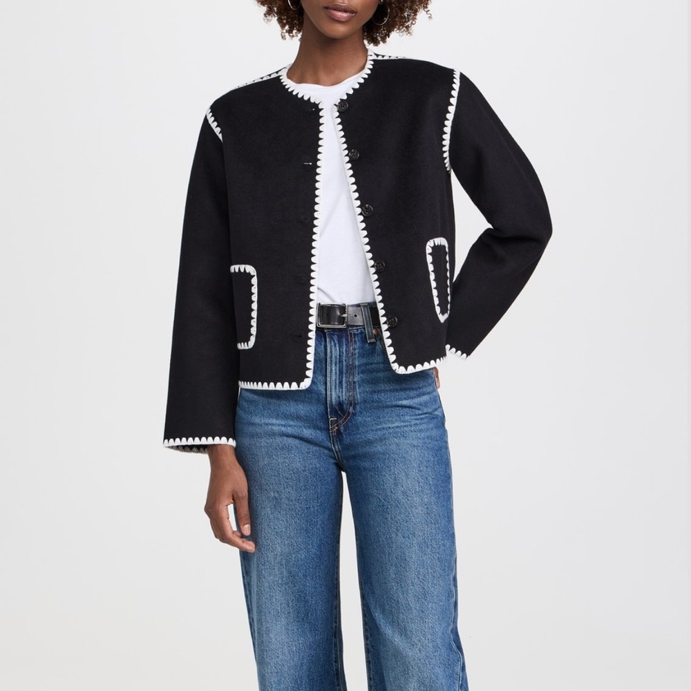 NWT Rails Melanie Jacket Wool Embroidered Overcoat Black Sz S